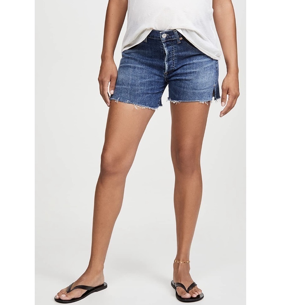 Citizens of Humanity Maternity Marlow Easy Denim Jean Short Cutoff Raw Hem Sz 29